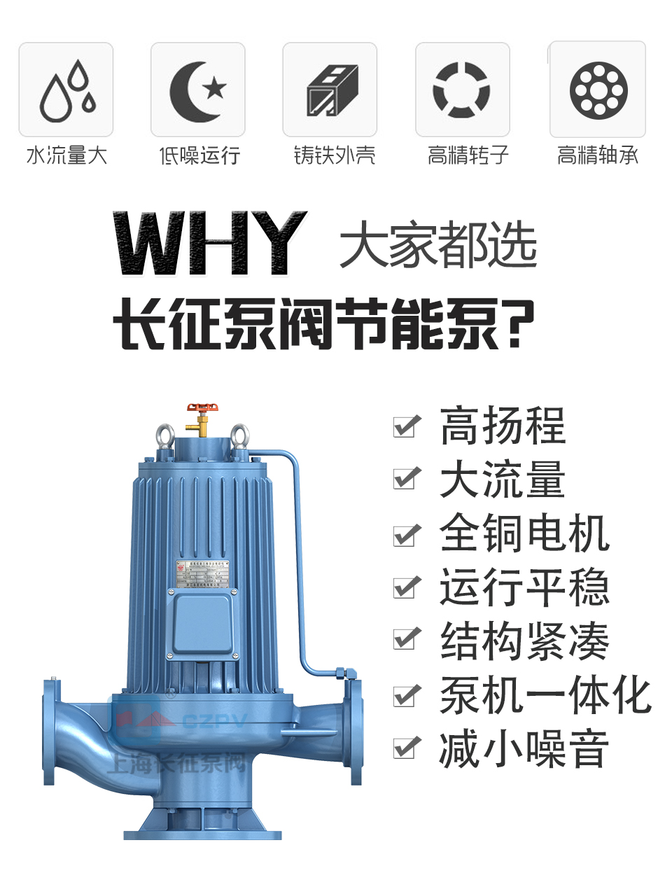 PBG型屏蔽式管道離心循環水泵產品優勢圖