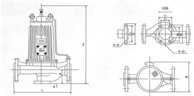 屏蔽管道泵安裝尺寸圖 屏蔽管道泵安裝尺寸圖